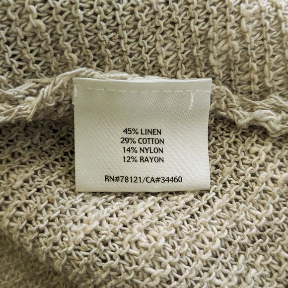 Eileen Fisher Women's M Oatmeal Linen Blend Loose Knit Pullover Tunic Sweater - Picture 6 of 8